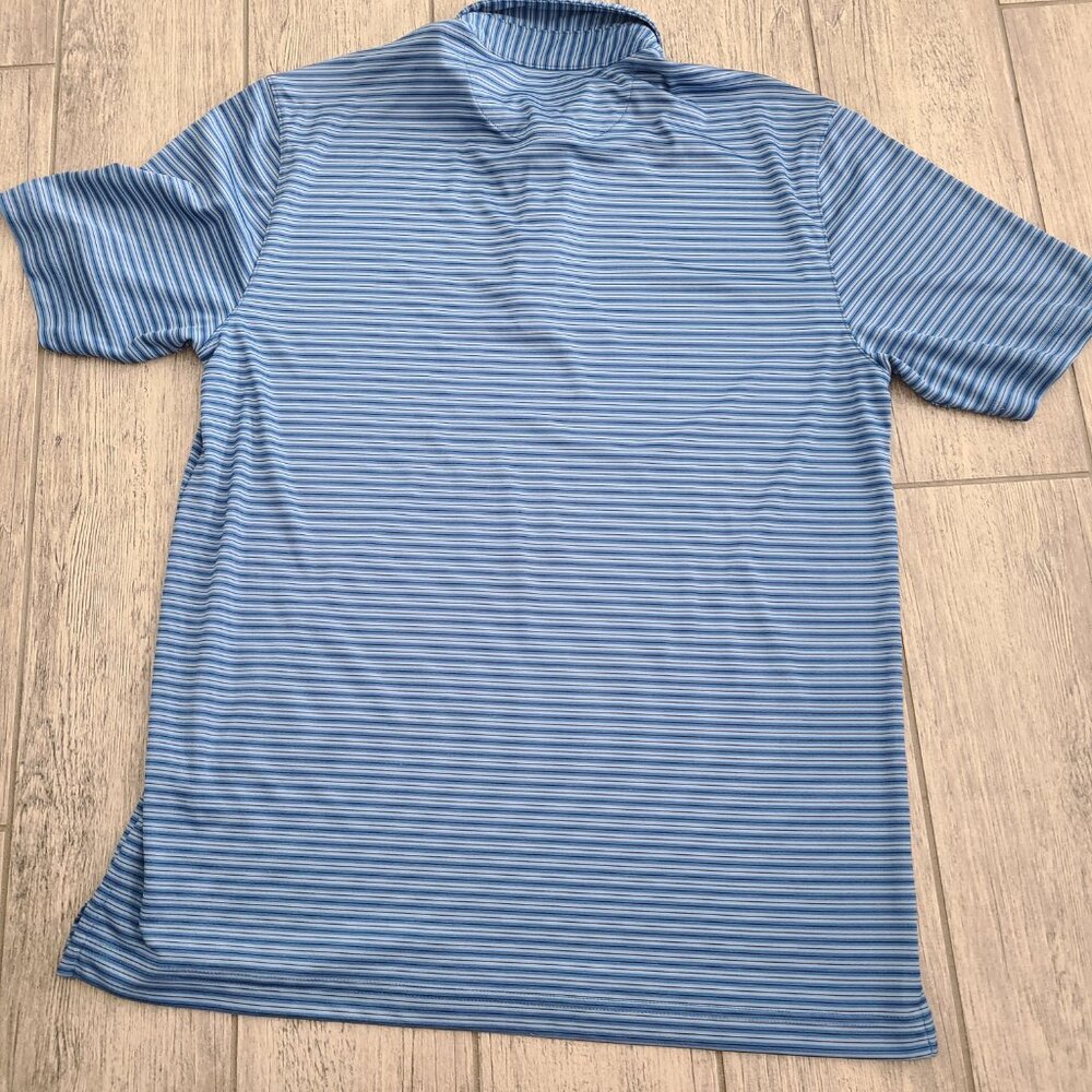 Greg Norman ML75 play dry men's blue striped short sleeve collared golf shirt M - Picture 9 of 9
